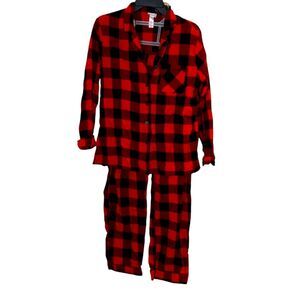 Wonder Shop Red Buffalo Plaid Pajama Set Medium Western Cozy Autumn Sleepwear